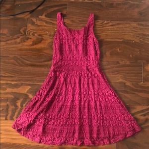 Wet Seal fuchsia/pink lacey skater dress